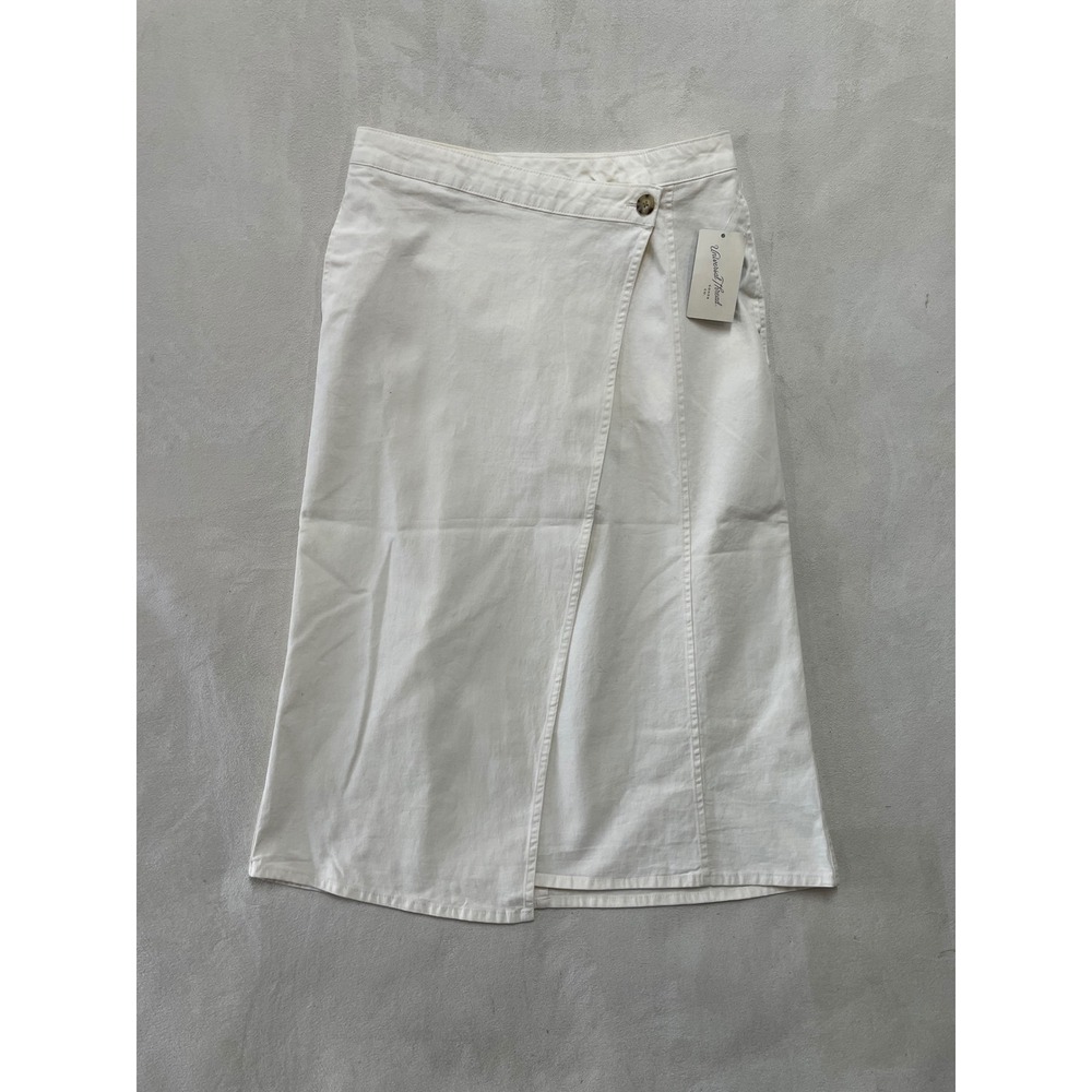 Universal Thread Womens White Wrap Midi Skirt Size 6 Cotton Blend Twill